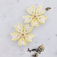 鉤針 串珠 編織 櫻花 耳環