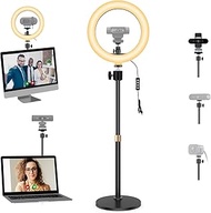 Magnetic Webcam Light with Stand,10 Inch Ring Light with Adjustable Desktop Mount Holder Compatible 