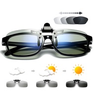 Polarized Square Fishing Flip Up Clip on Sunglasses Men Photochromic Aviation UV400 Sun Glasses for Night Vision Lens