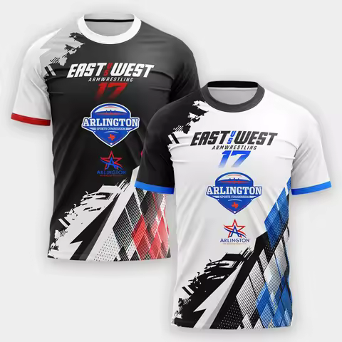 New East Vs West 17 Arm Wrestling Drill Jersey Team Wrist Enthusiasts Training Fitness Game-day Shor