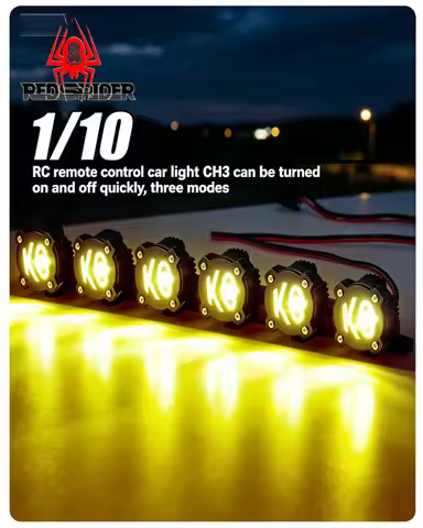 RS Red Spider 1/10 1/8 Scale KC Style Roof Light Bar R547, 3 Modes via CH3, Compatible with Axial, T