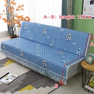 New Style Foldable Sofa Bed Cover Four Seasons Universal Cushion Simple Small Single Triple Dual-Use No Armrest Combination 1/2/3/4/Seater &amp; L Shape Fou