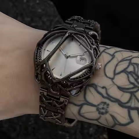 AAA Retro Black Strap Y2k Quartz Watch Men Antique Alabaster High Quality Personalize Unisex Medieva