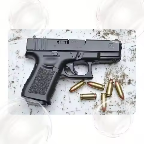 [ 2D Flat ] 1pc Glock 17 Metal Pistol Replica Wall Art - Black Iron Decor for Home, Bar & Game Room 