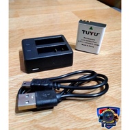 Tuyu Battery and Dual slot Charger for SJ4000, SJ5000, SUPREMO PREMIERE, EKEN, LAZYTEK,YI