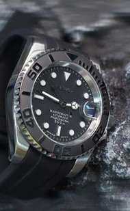 Seiko automatic movement 40mm 鋼殼 20mm 膠帶 GMT submariner datejust seiko mod style custom 單色陶圈 藍寶石玻璃 精