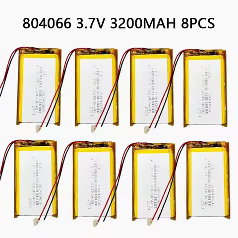 8pcs 3.7V 804066 3200mAh Rechargeable Polymer Lithium Battery for Mobile Power Supply Small Speaker 
