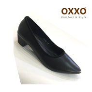 OXXO รองเท้าคัทชู รองเท้าเพื่อสุขภาพ รองเท้าแฟชั่น หญิง ใส่ทำงาน ส้นpuสูง1.5นี้ว พี้นกันลื่น หนังนิ่ม พี้นนุ่ม น้ำหนักเบา ใสสบาย X23057