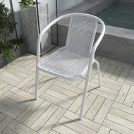 White Outdoor Rattan Chair Open-air Single Leisure Table Chair Balcony Imitation Rattan Chair Courty