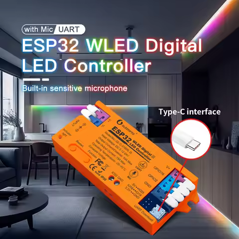 GLEDOPTO ESP32 WLED LED Controller Microphone Music DIY Dynamic Mode UART Download Easy Wiring App C