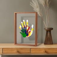 1Wooden Family Handprint Photo Frame，Printable4A fingerprint，Contains colored paint，Transparent fing
