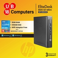 Hp Elitedesk 800 G1 Mini Desktop i5 4th Gen Windows 10 Pro MS Office (Free WiFi Adaptor)