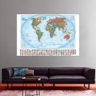 HOT SALE 100% New The World Hammer Projection Map with National Flags Physical World Map for Culture and Education