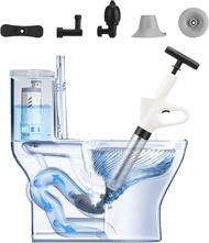 Kannino Air Plunger For Drain High Pressure Air Drain Blaster With Visual Barometer Stainless Steel 