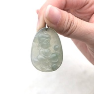 坐蓮寶寶佛-緬甸A翡翠冰晴底項鍊吊墜/s925銀扣頭/生日/平安/禮物