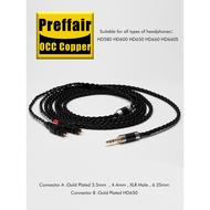 PreffairOCC Silver-Plated 3.5 to HD600 HD650 8-Core Braided HD25 HD660S Headphone Upgrade Cable