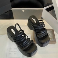 Qc High Heel Strap Wedge Slippers 9Cm With shoes Box For Women DX02