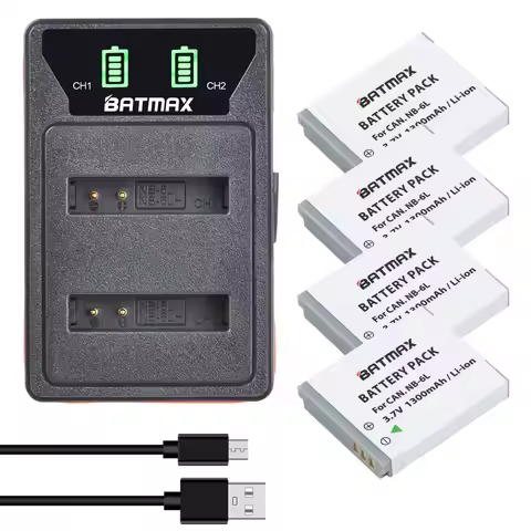 NB-6L NB 6L NB-6LH Battery + LCD Dual USB Charger With Type c Port for Canon IXUS 310 SX240 SX275 SX
