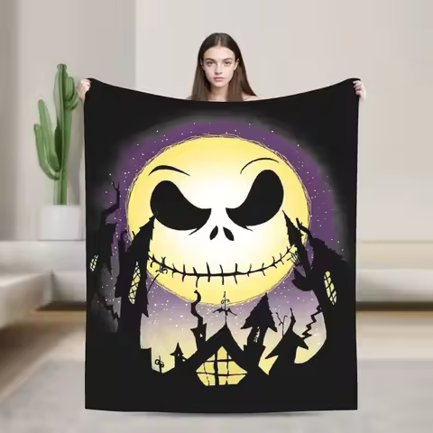 Nightmare Jack Skellington Flannel Blankets The Nightmare Before Christmas Vintage Throw Blanket for