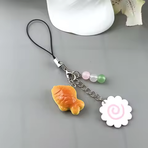 Kawaii Japanese Street Food Taiyaki, Narutomaki Fish Cake, Dango Phone Charm Keychain Backpack Penda