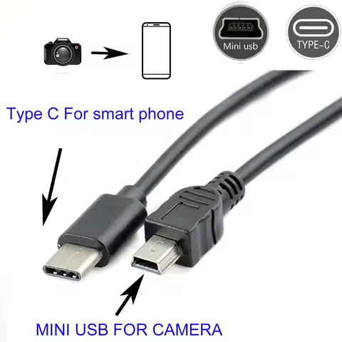 TYPE C to mini usb OTG CABLE FOR canon EOS 350D 400D 450D 40D 5D 5D Mark II 7D Camera to phone edit 