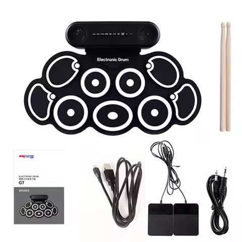Electronic Drum Set Hand-rolled Drum 9-pad Electronic Drum Built-in Speaker with Drum Pedals Drumsti