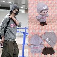20cm Doll Singapore Airport Star Singapore Airport Star Bamboo Shoots Pointed Hooded Gray Sweatshirt