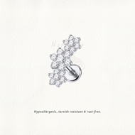 Nora Ana Three Flower Garland Threaded Stud Flatback Earring Titanium ASTM-F136 Surgical Implant Gra
