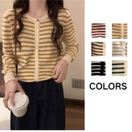 🌸XZSS🌸Knitwear Woman Blouse Women New Korean Style Stripe Pattern Relaxed Fit Knit Cardigan for Wome