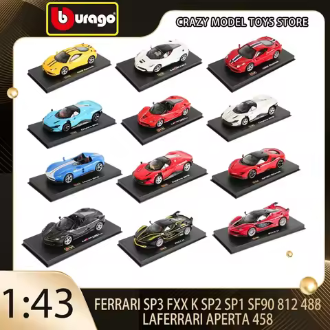 Bburago 1:43 Ferrari SP3 FXX K SP2 SP1 SF90 812 488 Laferrari Aperta 458 Alloy Die Casting Cars Mode