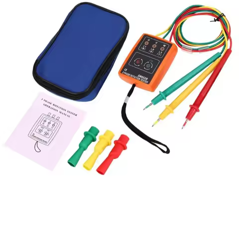 3 Phase Rotation Tester Digital Phase Indicator Detector LED Buzzer Phase Sequence Meter Voltage Tes