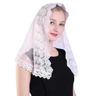 White Bridal Flower Lace Muslim Church Weekly Veil Shawl Veil