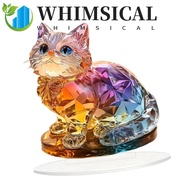 WHIMSICAL 2D Cat Sculpture, Colorful Handmade 2D Cat Ornament, Fashion Crystal Miniature Acrylic 2D 