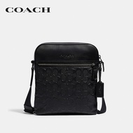 COACH กระเป๋าสะพายข้างผู้ชายรุ่น Houston Flight Bag In Signature Leather สีดำ 4009 QB/BK