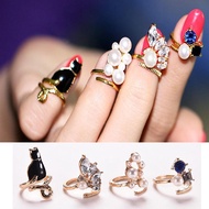 MACTEAM Women Fashion Rings Cat Pearl Zircon Nail Rings Set 4PCS/Set Chic Knuckle Rings VN