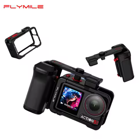 Flymile Camera Grip Holder for DJI Action 5 Pro/Action 4 /3 Accessories Shutter Button Photography H