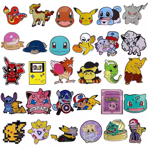 Pokemon Bulbasaur Pikachu Enamel Pin Badges Metal Pins for Backpacks Brooches Japanese Cute Lapel Je