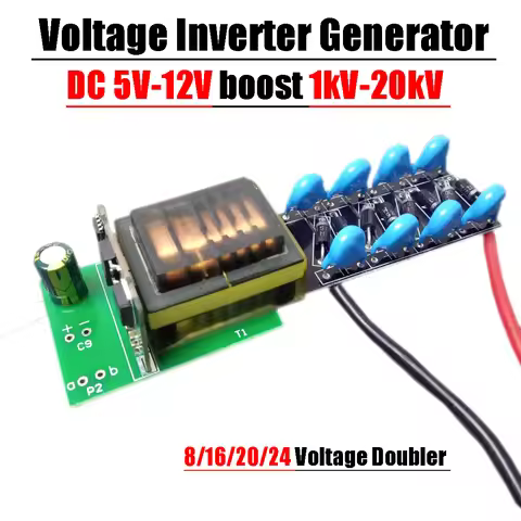High Voltage Inverter Electrostatic Generator DC 5V-12V Boost 1kV-20kV Adjustable Pulse Arc Voltage