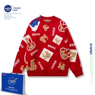 เสื้อสเวตเตอร์สีแดง NASA สำหรับครอบครัว ชุดปีใหม่ ชุดครอบครัว ชุดเด็ก แฟชั่นฤดูหนาว สำหรับเด็กวัย 3-