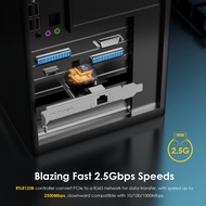 WAVLINK 1G/2.5G/5G Base-T การ์ดเน็ตเวิร์ก PCIe1000/100/10Mbps PCI Express อะแดปเตอร์อีเทอร์เน็ตพร้อม