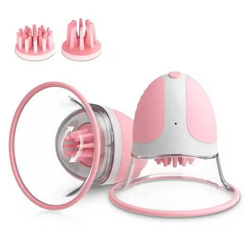 Female Breast Vibrator Rotating Vacuum Pump Nipple Stimulator with Suction Cup Big Head AV Breast Ma