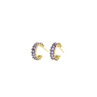 My Juvel 14K Gold Plated 925 Sterling Silver Meredith Huggies Gold Violet Earrings Accessories For W