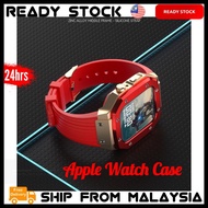 Metal Watch Case Strap Band 44MM 45MM Sport Smart Watchband Replacement For Apple Watch Series 7 6 5