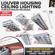◸ ☇◑ 【On Hand】High Quality Louver Housing with or without T8 LED Tube Light / Recessed & Mounted