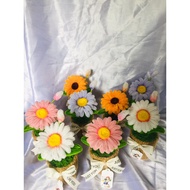 Flower pot made in fuzzy wire