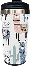 Llama Alpaca Travel Coffee Mug, Animal Stainless Steel Tumbler Cup with 14 Oz, Unique Holiday Christ
