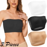Basic Strapless Unpadded Bra Bandeau Tube Top Removable Pads Seamless Crop Colors Bandeau Top