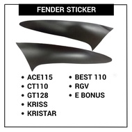 FRONT FENDER STICKER HITAM - ACE CT110 GT128 KRISS 1 2 FL KRISTAR BEST 110 RGV E BONUS NOMBOR PLATE 