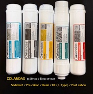 ใส้กรองน้ำ Post 12”colandas UF box 5 ชิ้น( Sediment +CTO+Resin+UF+GAC )