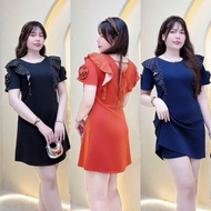 BigSize Straight Dress 50kg-105kg with Flowers and Polka Dots - Elegant and Youthful, 4-Way Stretch 